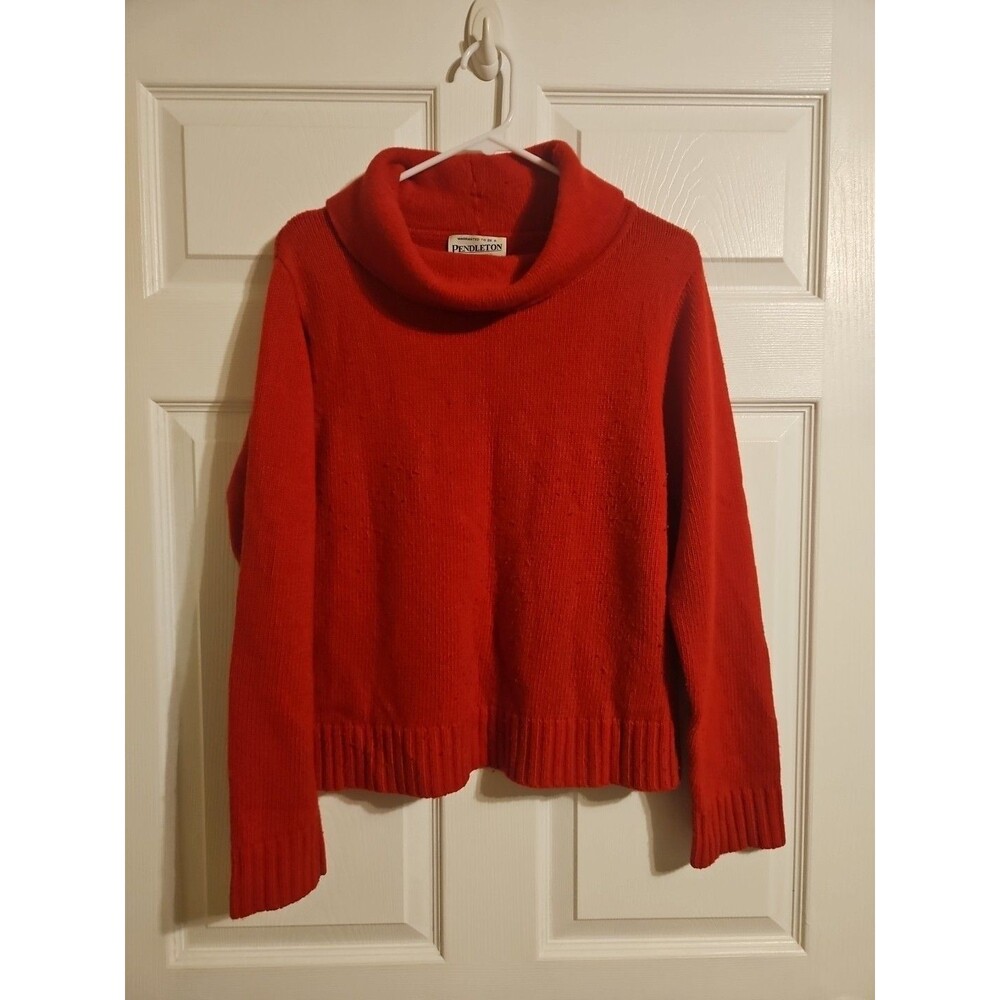 Vintage Pendleton Merino Wool Blend Turtleneck Sweater Womens Size L Large Red